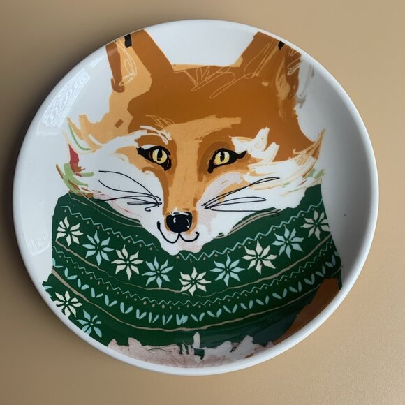Magenta Woodland Critters Christmas Snack Plates Fox 6” - Picture 1 of 2